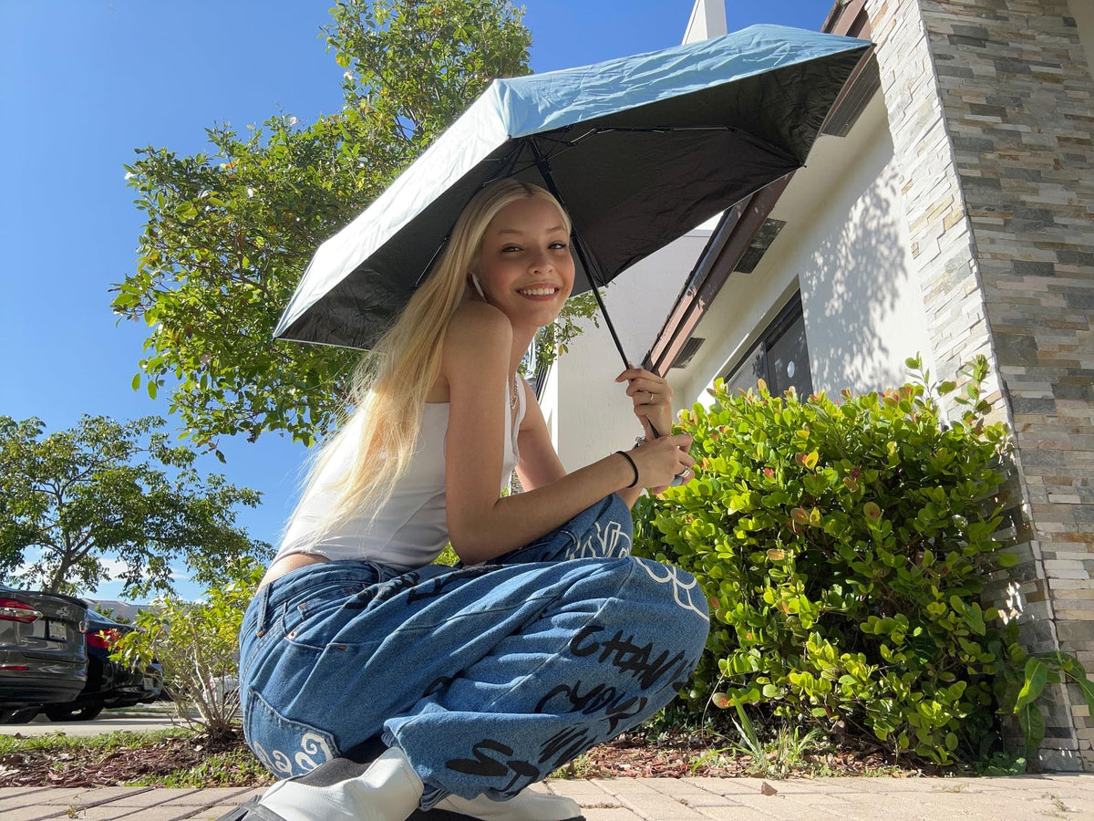 HASTHIP Travel Umbrella for Sun and Rain with UPF 50+ Protection and 6 Strong Ribs | Compact Lightweight Design for Women Men and Kids