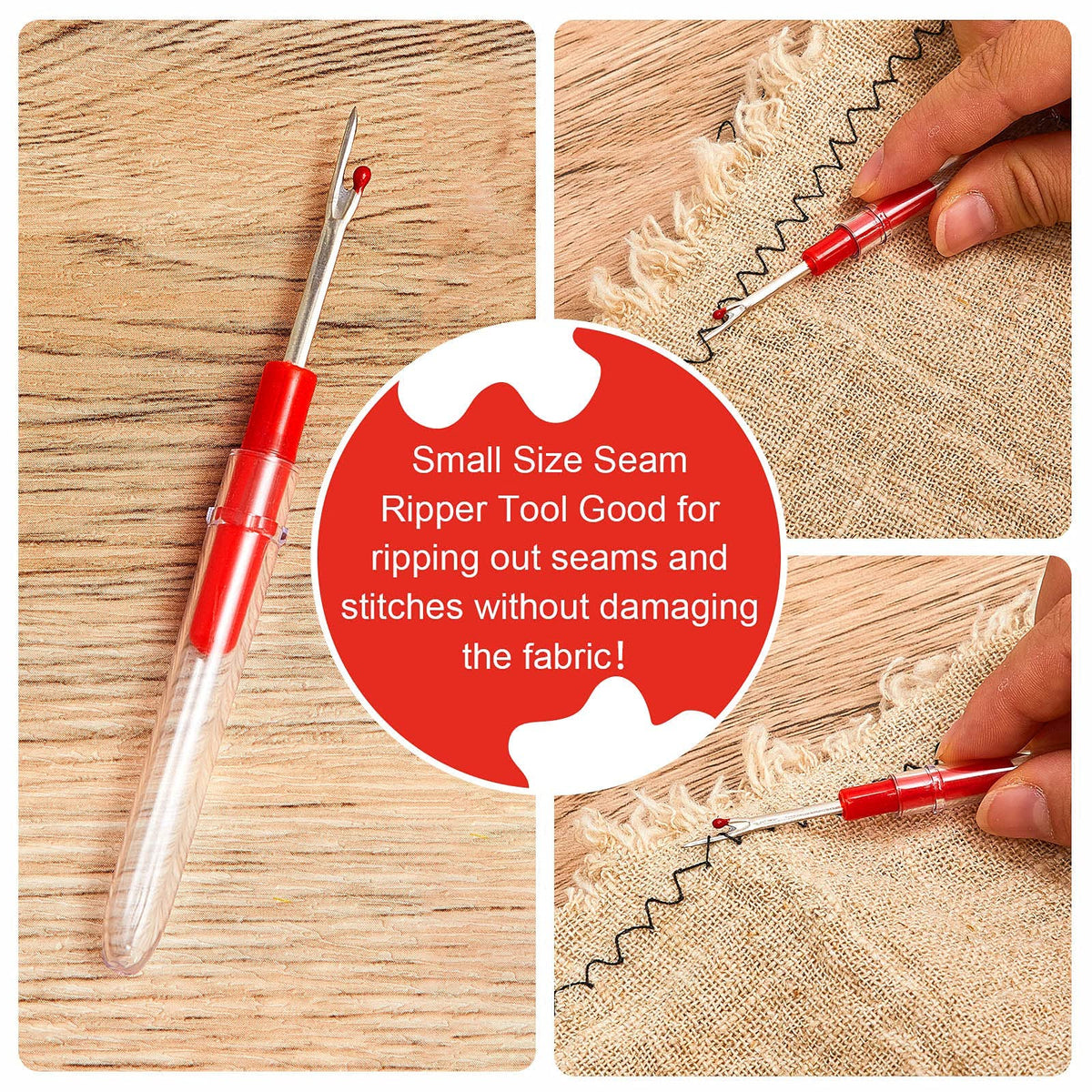 HASTHIP Embroidery Sewing Kit for Crafting with 2 LED Seam Rippers and Trimming Scissors | Stainless Steel Blades for Women