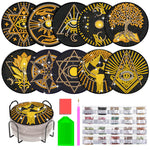 HASTHIP® 10Pcs DIY Diamond Painting Coasters Material Kit Creatvie Tarot Coasters set with Holder, Beginners DIY Diamond Art Kit with Accessories and Tools Diamond Painting Art Home Gift