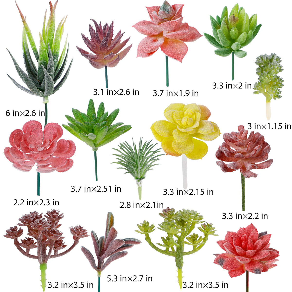 HASTHIP Artificial Succulent Plants for Home Decor with 16 Pcs Flocked PVC Set | Maintenance Free