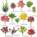HASTHIP Artificial Succulent Plants for Home Decor with 16 Pcs Flocked PVC Set | Maintenance Free