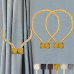 HASTHIP® Magnetic Curtain Tiebacks European Style Convenient Drape Tie Backs Decorative Drape Tie Backs Holder for Window Draperies (Gold)