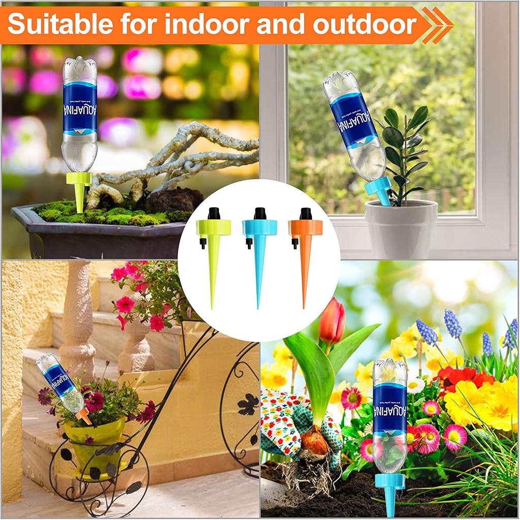 HASTHIP® 12Pcs Drip Irrigation Kit, Automatic Plant Water Dropper for Garden Home Office with Slow Release Control Valve Switch, Self-Watering Spikes for Pots Plant Automatic Plant Water Devices