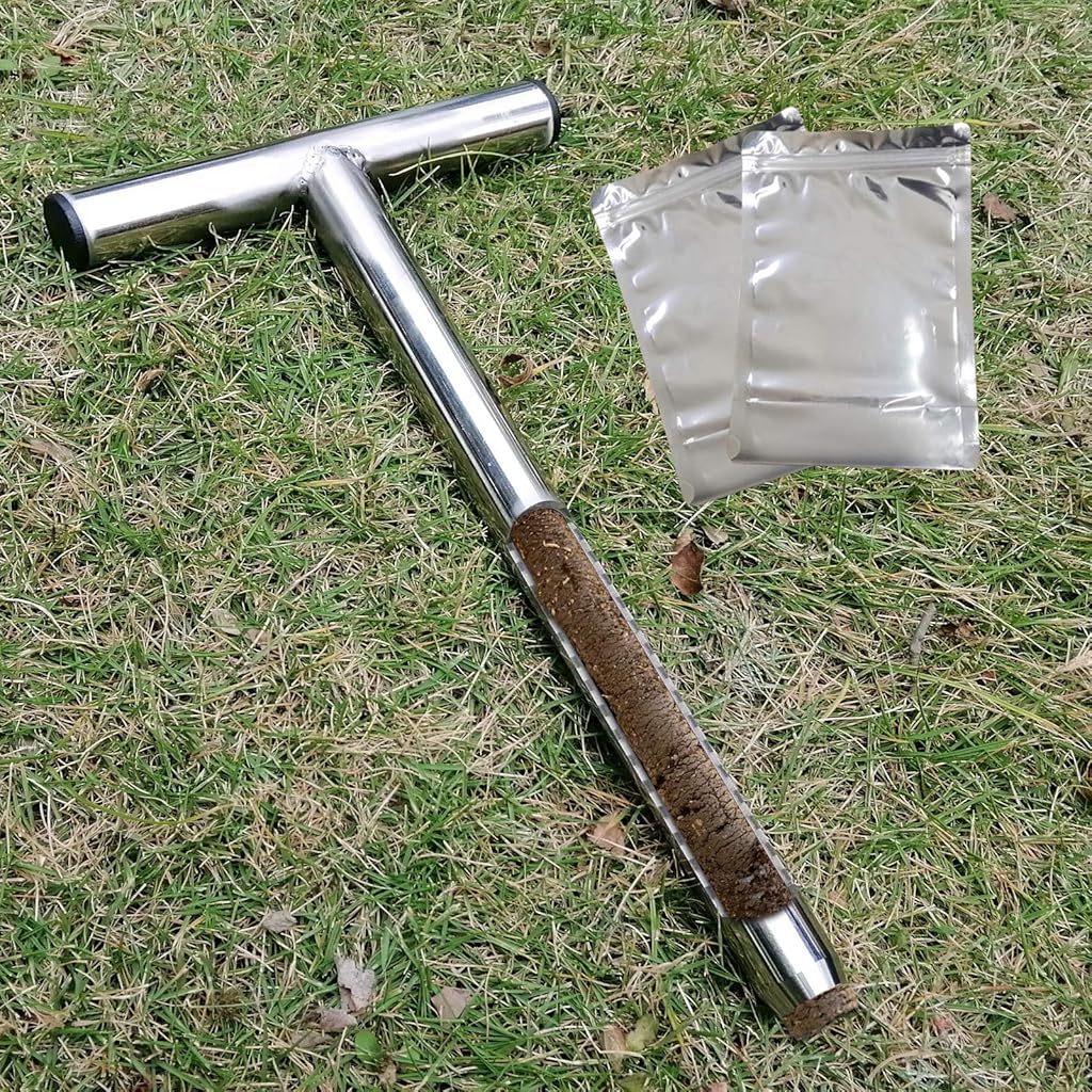 HASTHIP® 12'' Soil Sampler T-Handle Soil Sampler,Sample Slot Design,Stainless Steel Corer for Testing Moisture Nutrients pH and Composition