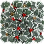 HASTHIP Holly Berries Christmas Decorations 30 Pcs for Tree Wreath & Home Decor | 13cm Gold and Red Artificial Leaves