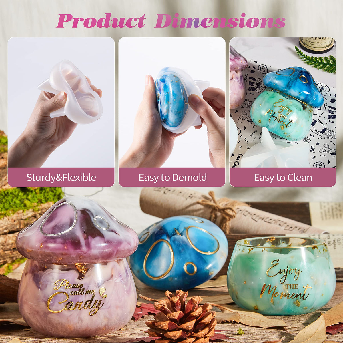 HASTHIP Resin Molds for DIY Mushroom Jars featuring 2 Part Mold with Lid | Silicone Craft Box 9.38 oz