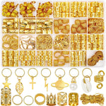 HASTHIP® Marca 259 Piezas Accesorios para Cabello Trenzado,Anillos de Trenza,Decoraciones de Metal Dorado y Plateado Cuentas para Dreadlocks Cuffs y Clips Trenzas Extensiones Joyas Mujeres Niñas Bod