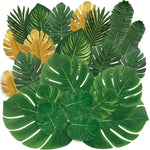 HASTHIP Artificial Tropical Palm Leaves for Party Decor featuring 30PCS Fabric Foliage | 8 Designs Including Monstera