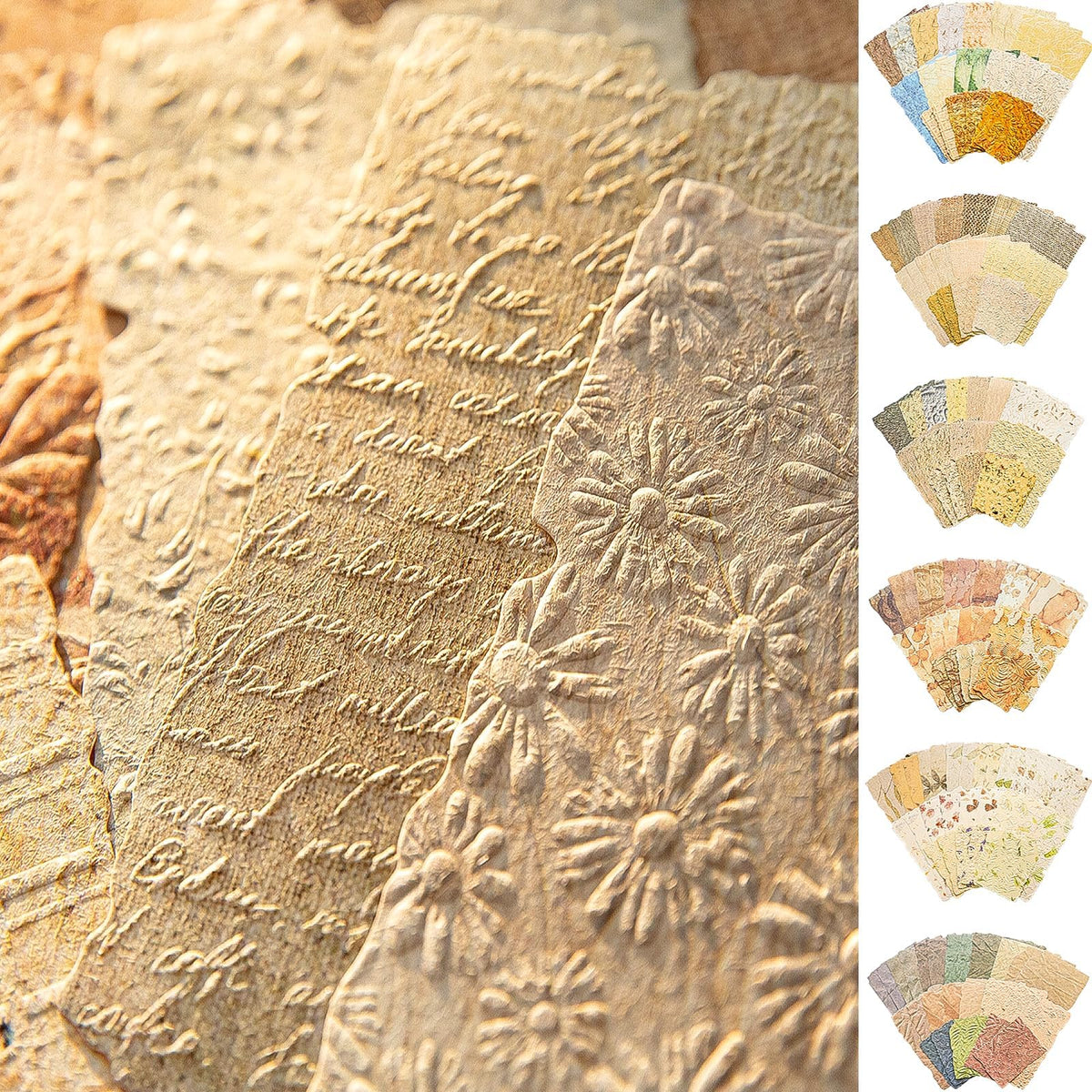 HASTHIP® Kit de Papel Texturizado para Scrapbooking 168 Piezas,Papel de Arroz Grabado,Papeles Decorativos para Manualidades Álbum Recortes y Tarjetas Hechas a Mano