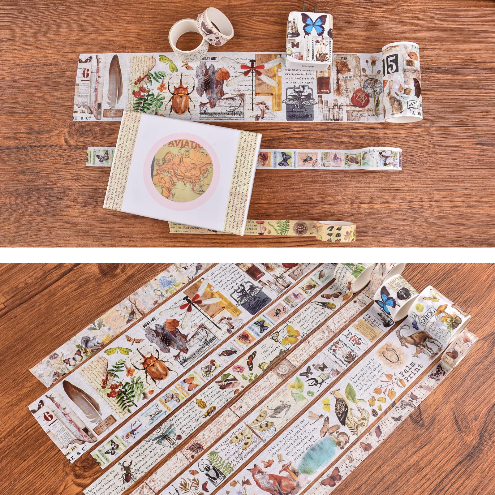 YUBX 60 rollen bloemen washi tape set creatieve bladeren patroon dunne afplakband decoratieve banden voor kunst, doe-het-zelf handwerk, bullet