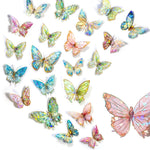 HASTHIP Butterfly Stickers Set for Scrapbooking and Journals with 80 Pieces | Holographic Waterproof TPE Design