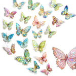 Butterfly Stickers Set - Ice Crystals Holographic Shiny Transparent Resin Waterproof Stickers Decals for Scrapbooking Supplies Bullet Journals Daily Planner Laptop (80 Pieces with 4 Themes)