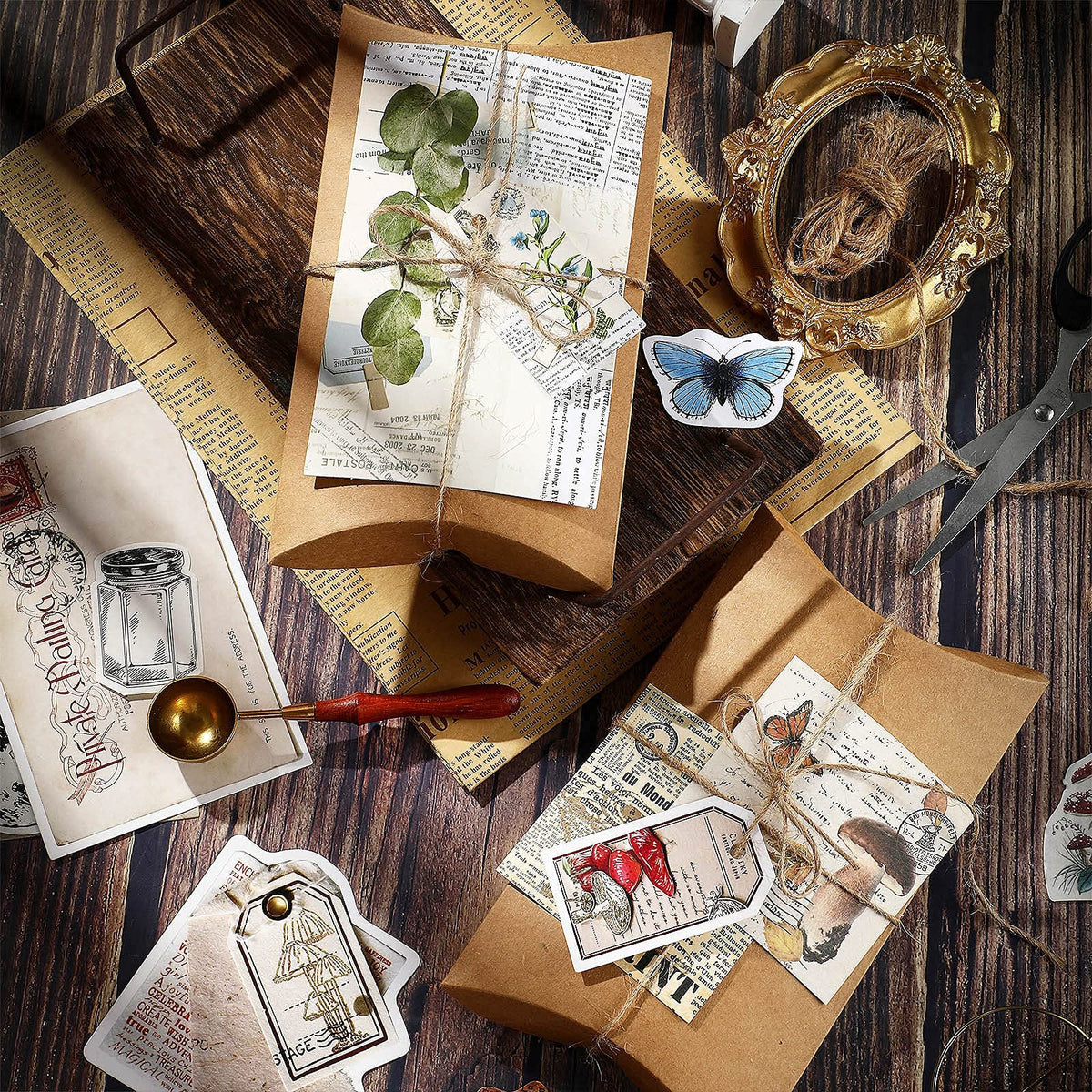 HASTHIP Scrapbooking Stickers for DIY Journaling and Diary Decoration featuring 120 Pieces Washi Paper Retro Designs