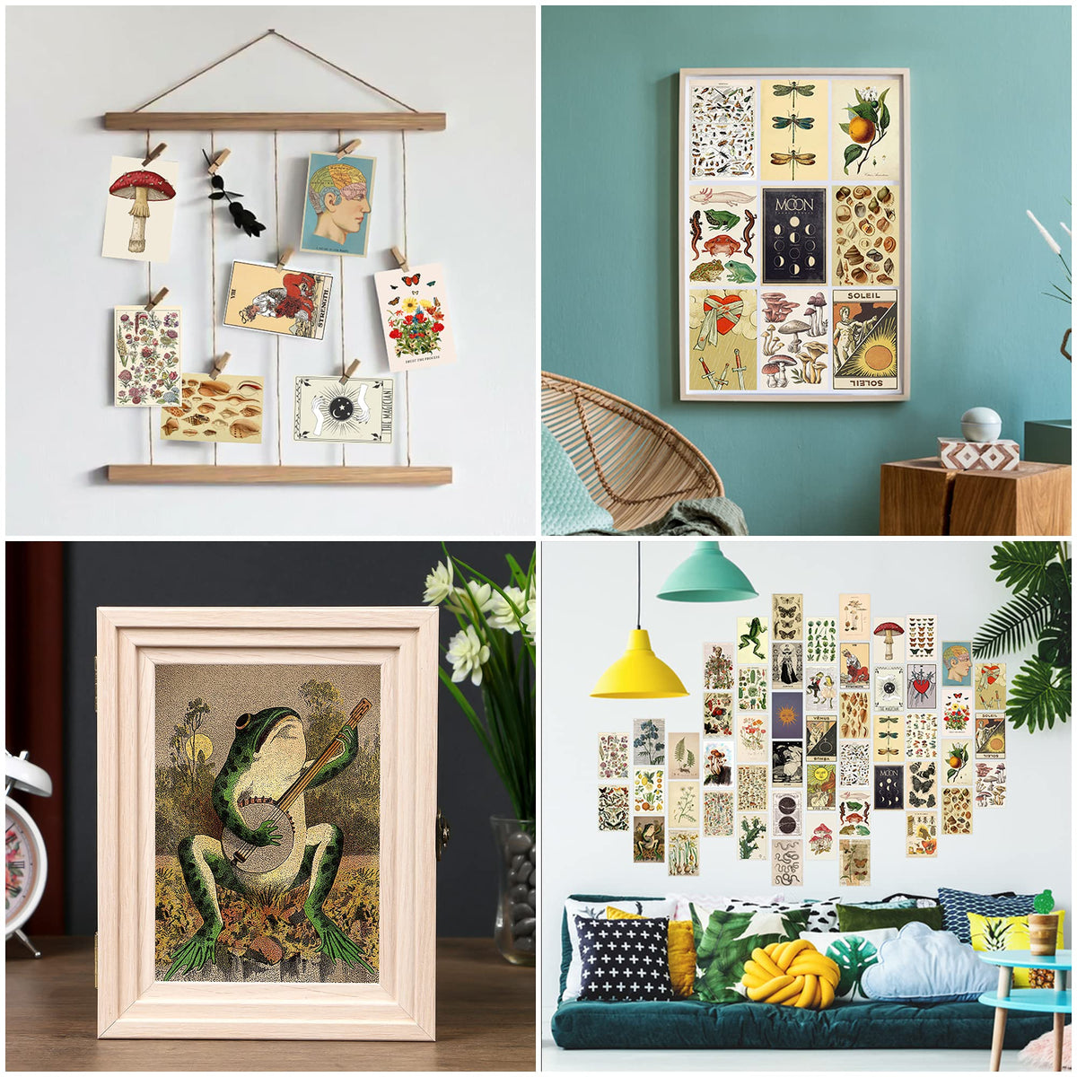 HASTHIP Wall Posters for Room Decor with 50PCS Retro Elements | 4x6in 300gsm Cardboard