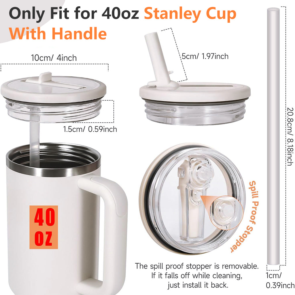 HASTHIP® 2Pcs Flip Straw Lid Replacement 40 oz Fit for Stanley, Leak Proof for Stanley Lid, Tumbler Lid Replacement Reusable Tumbler Cover Stanley Cup Accessories, White & Green