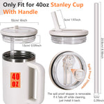 HASTHIP® 2Pcs Flip Straw Lid Replacement 40 oz Fit for Stanley, Leak Proof for Stanley Lid, Tumbler Lid Replacement Reusable Tumbler Cover Stanley Cup Accessories, White & Green
