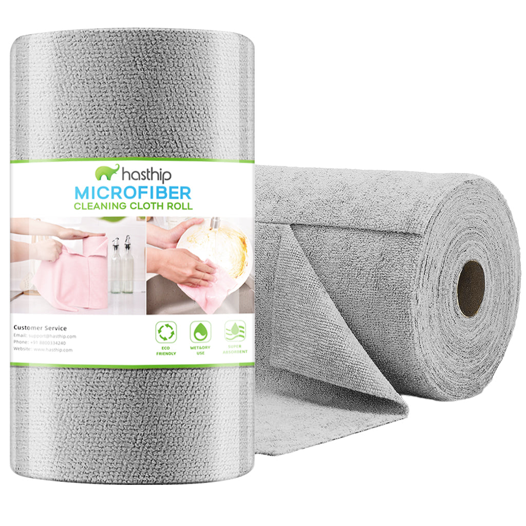 HASTHIP® Microfiber Cleaning Cloth Multipurpose Cleaning Cloth Roll Pre-Cut Tear Away Microfiber Cleaning Cloth Roll Kitchen Cloth for Cleaning Highly Absorbent Reusable