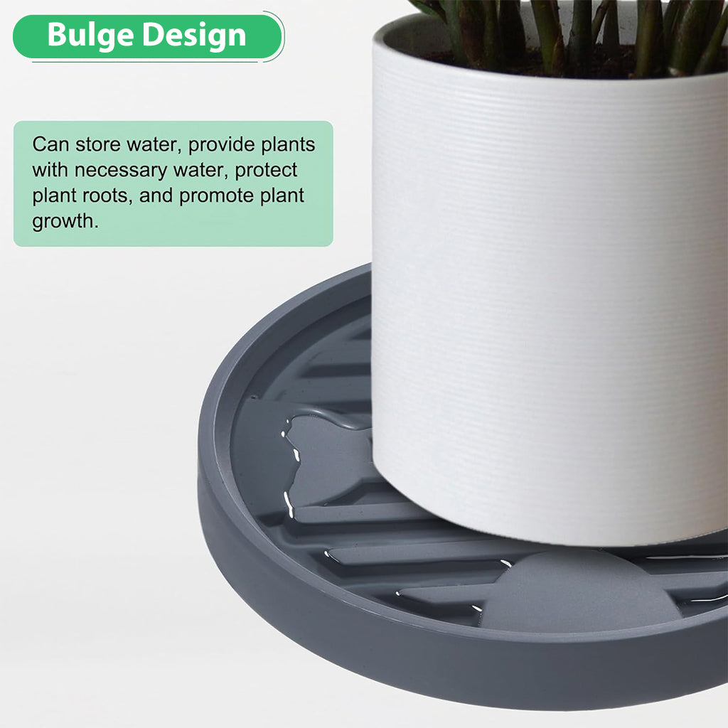 HASTHIP® Plant Caddy 28.3cm Dia Moving Plant Tray Flower Pot Stand with 4 Hidden Wheels, Grooved Surface Plant Caddy Planter Moving Tray