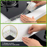 HASTHIP Patterned Caulk Strip Tape, Clear PVC Sealer with Center Crease for Kitchen and Bathroom Edges