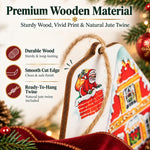 HASTHIP 20-Piece Wooden Christmas Tree Ornaments with Vintage Patterns, 8 cm Tall and Hanging Ropes
