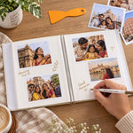 HASTHIP Self-Adhesive Photo Album, 23 x 25 cm, Beige Leather Cover, 20 Sheets, 40 Pages