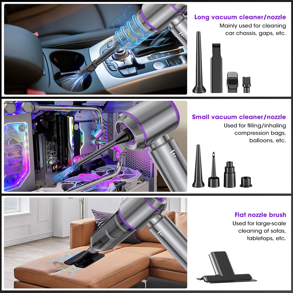 HASTHIP® Handheld Vacuum Cleaner, 3 in1 Computer Vacuum Cleaner, 15000pa Brushless Motor Vacuum Cleaner with 3 Speeds Cordless USBMulti Purpose Vacuum Cleaner for Home, Office, Car Interior