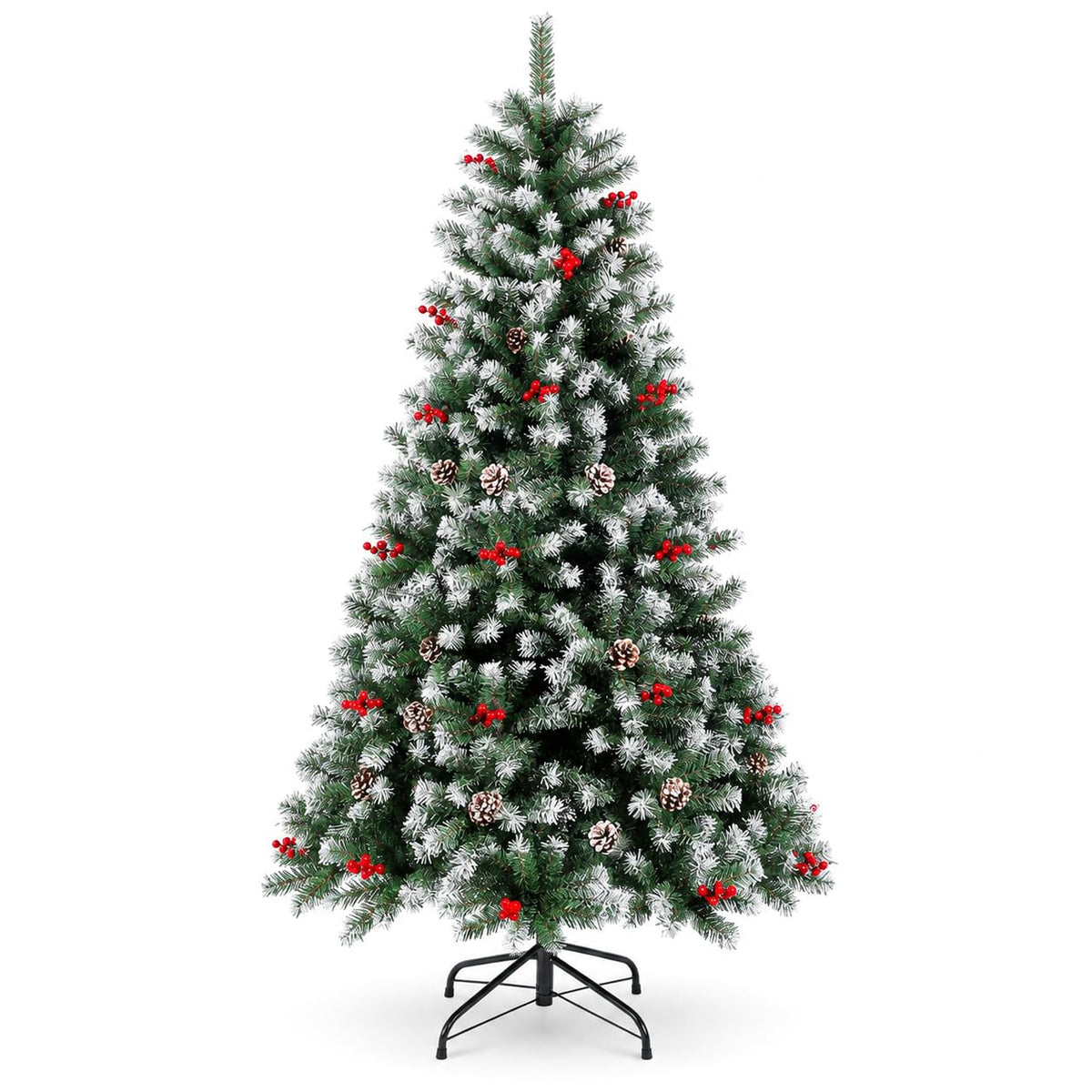 HASTHIP Pre-Decorated Artificial Christmas Tree with Berries, Pine Cones and 650 Branch Tips