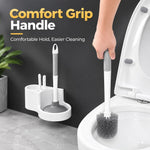 HASTHIP 4-in-1 Toilet Brush and Plunger Set with Crevice Brush, Hair Tongs and White Holder