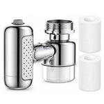 HASTHIP Four-Mode Faucet Water Filter with Chrome Silver Finish, Two Filters and 360° Rotation
