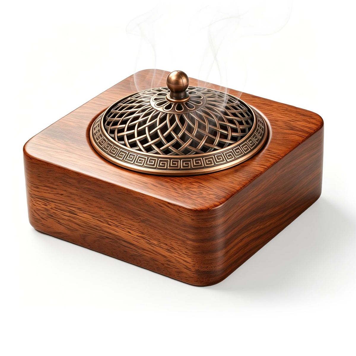 HASTHIP Walnut Wood Incense Burner for Sticks, Coils and Cones with Removable Ash-Collecting Base