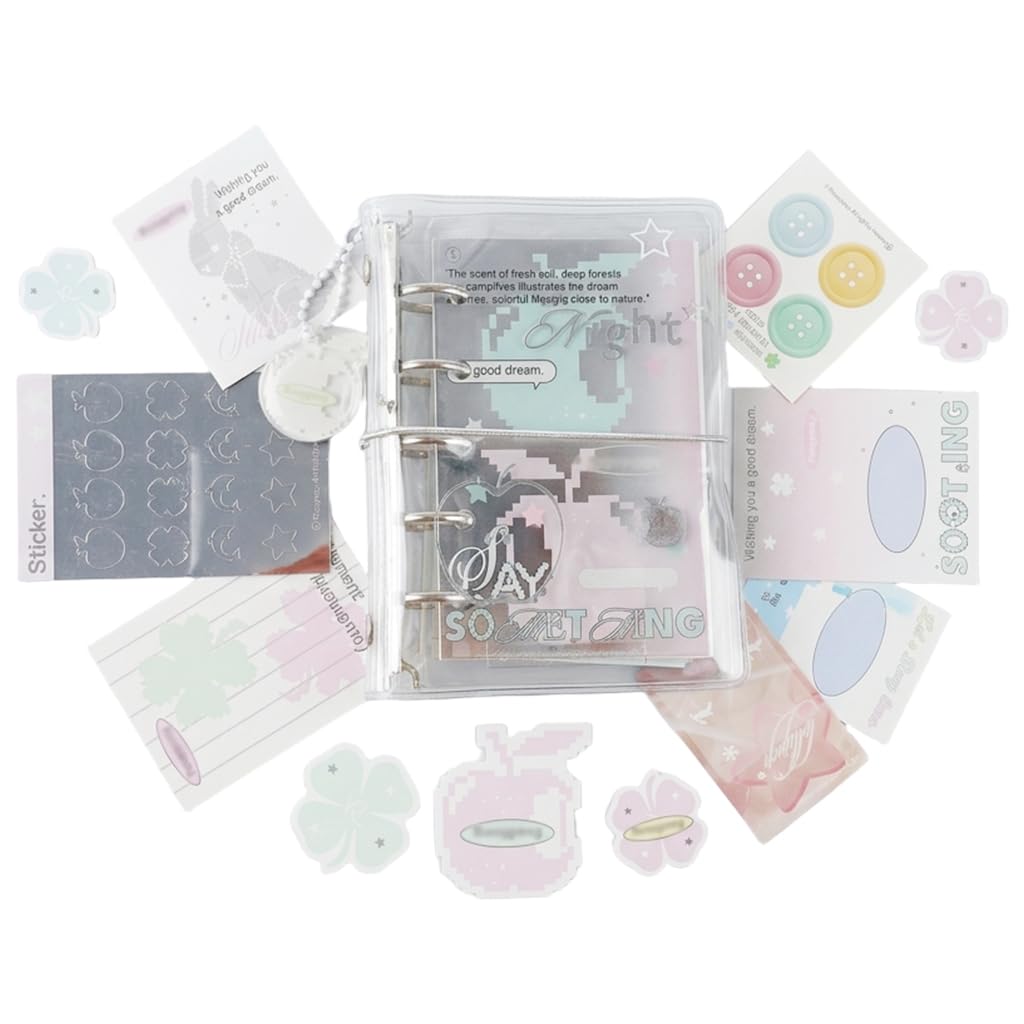 HASTHIP M5 Refillable Five-Hole Planner Binder with Silvery Transparent Cover and DIY Pages