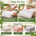 HASTHIP Bed Sheet Organizer Bands, 4-Pack Stretchy Fabric with Twin, Full, Queen and King Labels