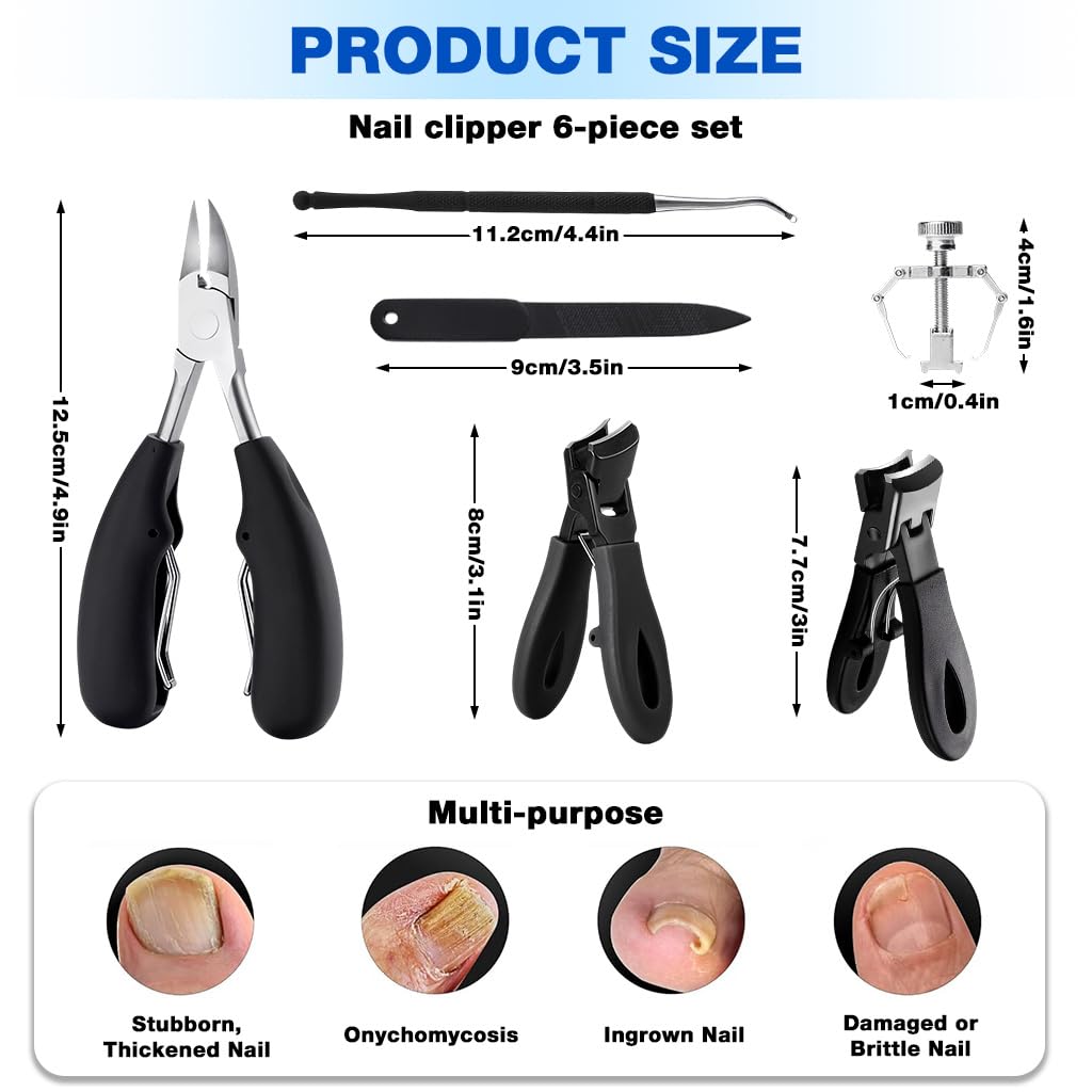 HASTHIP Ingrown Toenail Tools Kit, Wide Jaw Stainless Steel Nail Clippers for Seniors