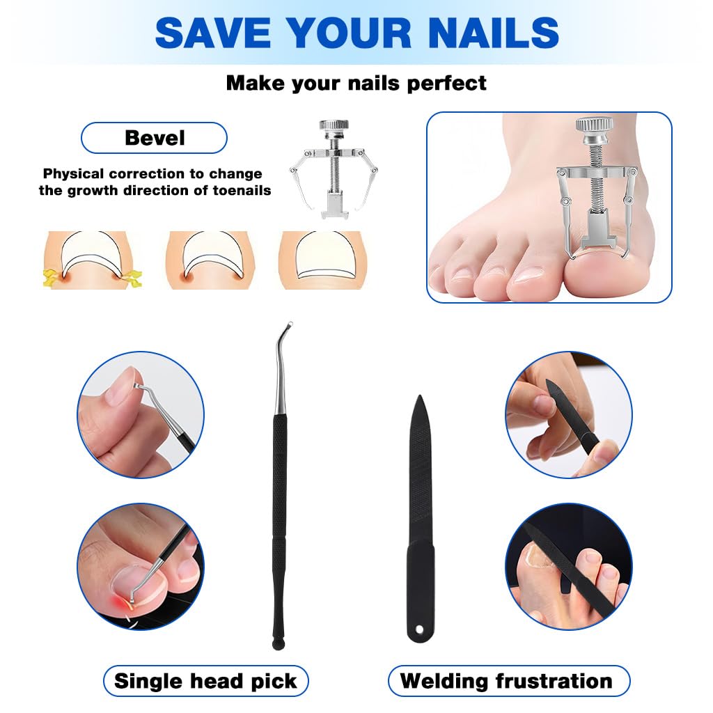 HASTHIP Ingrown Toenail Tools Kit, Wide Jaw Stainless Steel Nail Clippers for Seniors
