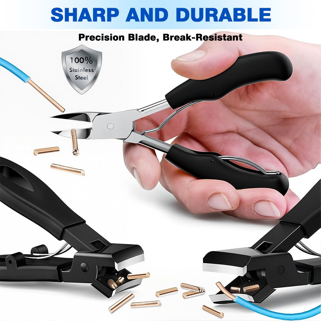 HASTHIP Ingrown Toenail Tools Kit, Wide Jaw Stainless Steel Nail Clippers for Seniors