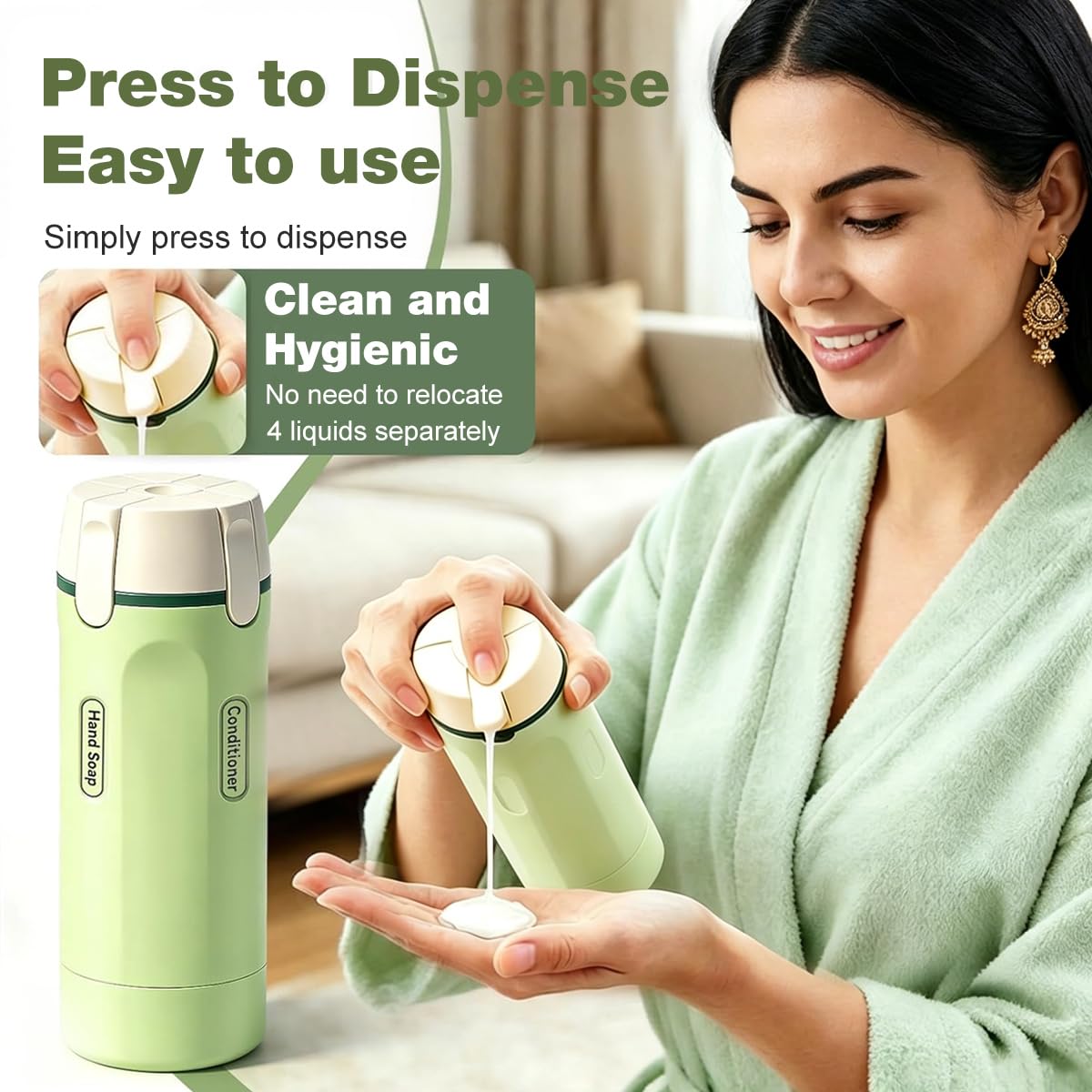 HASTHIP 4-in-1 30ml Travel Toiletry Bottle Set - Green