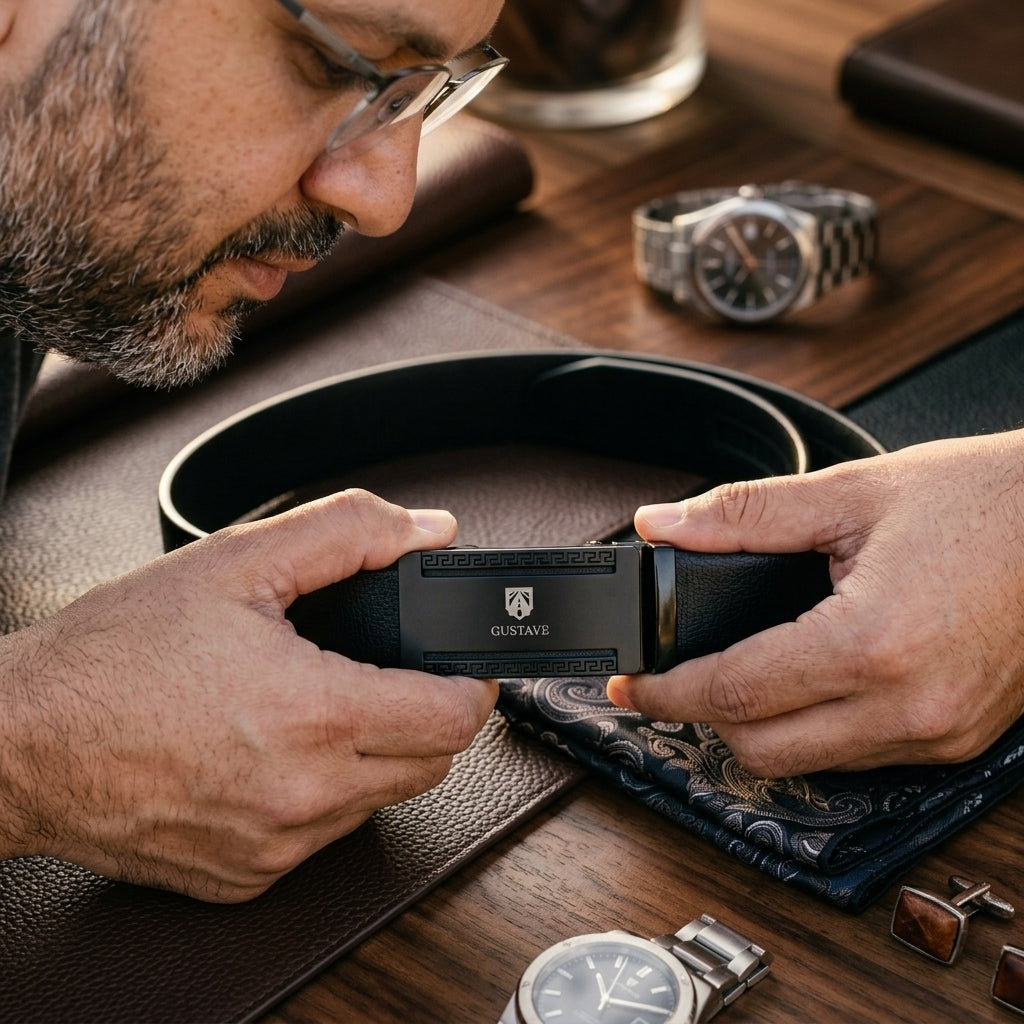 HASTHIP Generic Auto-Lock Leather Belt for Men