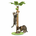 HASTHIP® Cat Scratching Post for Indoor Cats and Kittens, 35.43'' Tall Sisal Rope Palm Tree Scratch Post with Hanging Ball Toy, Sturdy Cat Tower for Exercise and Claw Care, Brown