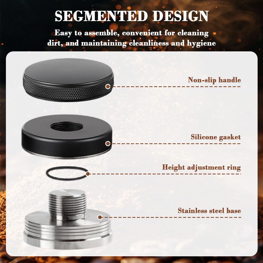 HASTHIP Stainless Espresso Tamper 58mm 304 Stainless Coffee Distributor, Stylish Spiral Groove Pattern, Anti-Slip Diamond Texture Trim, Coffee Hand Leveler Tamper Espresso