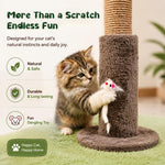HASTHIP® Cat Scratching Post for Indoor Cats and Kittens, 35.43'' Tall Sisal Rope Palm Tree Scratch Post with Hanging Ball Toy, Sturdy Cat Tower for Exercise and Claw Care, Brown