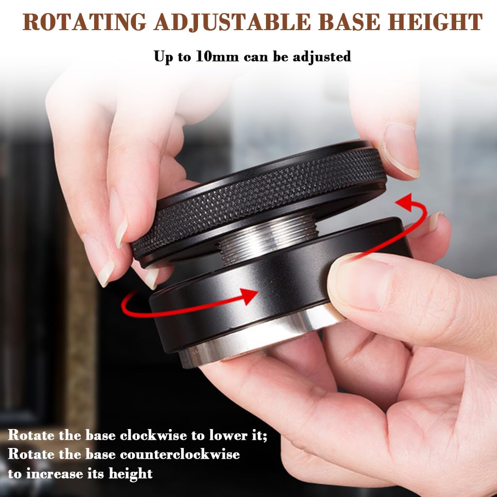 HASTHIP Stainless Espresso Tamper 58mm 304 Stainless Coffee Distributor, Stylish Spiral Groove Pattern, Anti-Slip Diamond Texture Trim, Coffee Hand Leveler Tamper Espresso