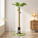 HASTHIP® Cat Scratching Post for Indoor Cats and Kittens, 35.43'' Tall Sisal Rope Palm Tree Scratch Post with Hanging Ball Toy, Sturdy Cat Tower for Exercise and Claw Care, Brown
