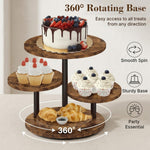 HASTHIP 4-Tier Cake Stand with 360° Rotating Base, 12''/8'' Wooden Cupcake Dessert Holder