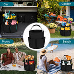 HASTHIP Foldable Cleaning Caddy with Handle, Six Pockets and Waterproof Oxford Fabric