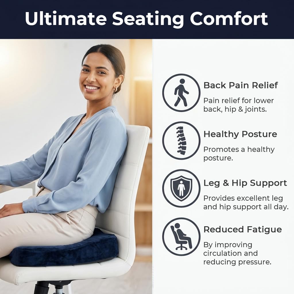 HASTHIP Cool Gel and Memory Foam Coccyx Cushion with U-Shaped Design and Non-Slip Base