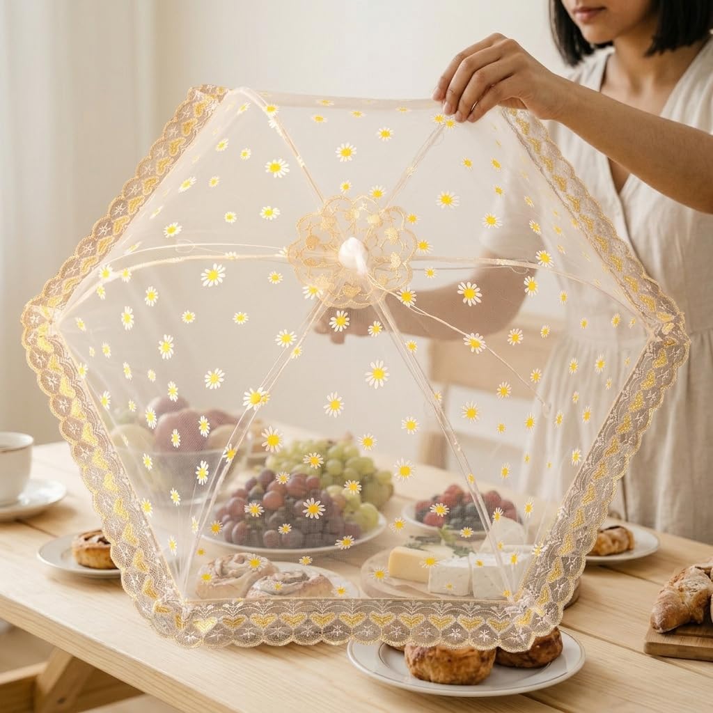 HASTHIP Foldable Mesh Food Cover Tent, 80 x 80 cm, Removable Washable Tabletop Canopy