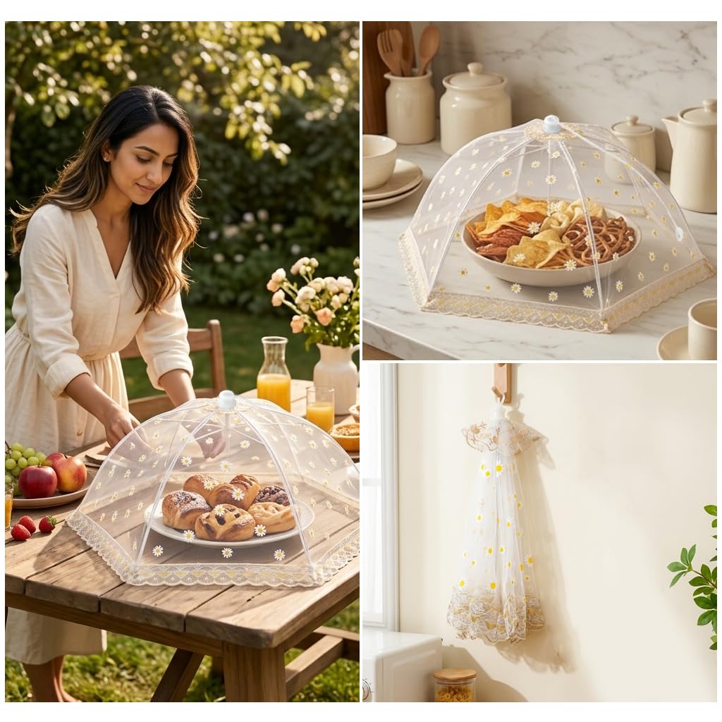 HASTHIP Foldable Mesh Food Cover Tent, 80 x 80 cm, Removable Washable Tabletop Canopy