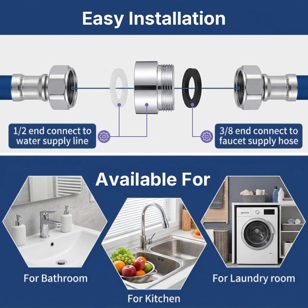 HASTHIP Tap Connector Adapter Kit with Stainless Steel Build and Four Thread Options for Household Use