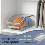 HASTHIP 2 Pack Clear Hat Storage Boxes with Stackable Design and Zipper Closure for Caps