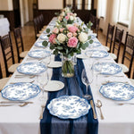 HASTHIP 24 Pack Blue Floral Paper Plates with Scalloped Edges for Parties and Table Decor